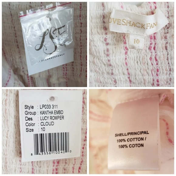 LoveShackFancy Lucy Striped Romper Pink White 'cloud' Size 10 NWT - Picture 11 of 16